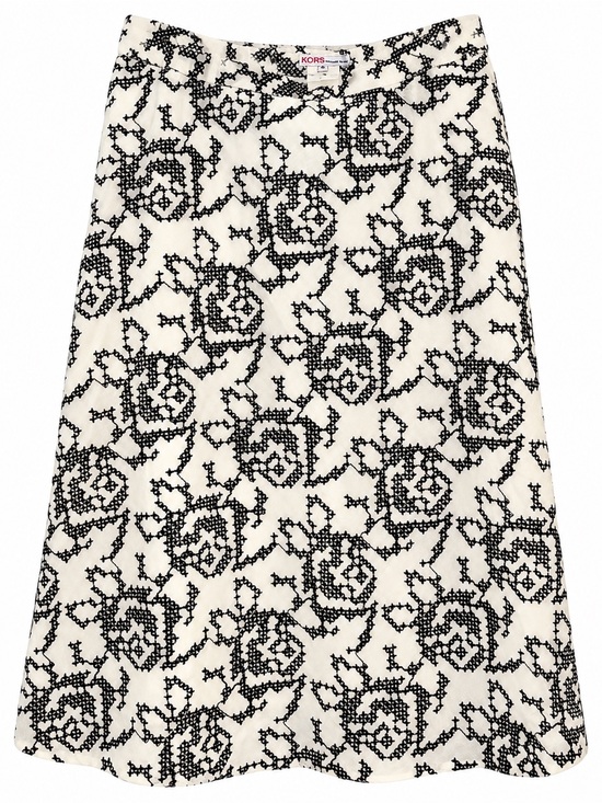 Michael Kors Dresses & Skirts - KORS Michael Kors Black Cream Floral Embroidered Cotton Midi Skirt Size 8